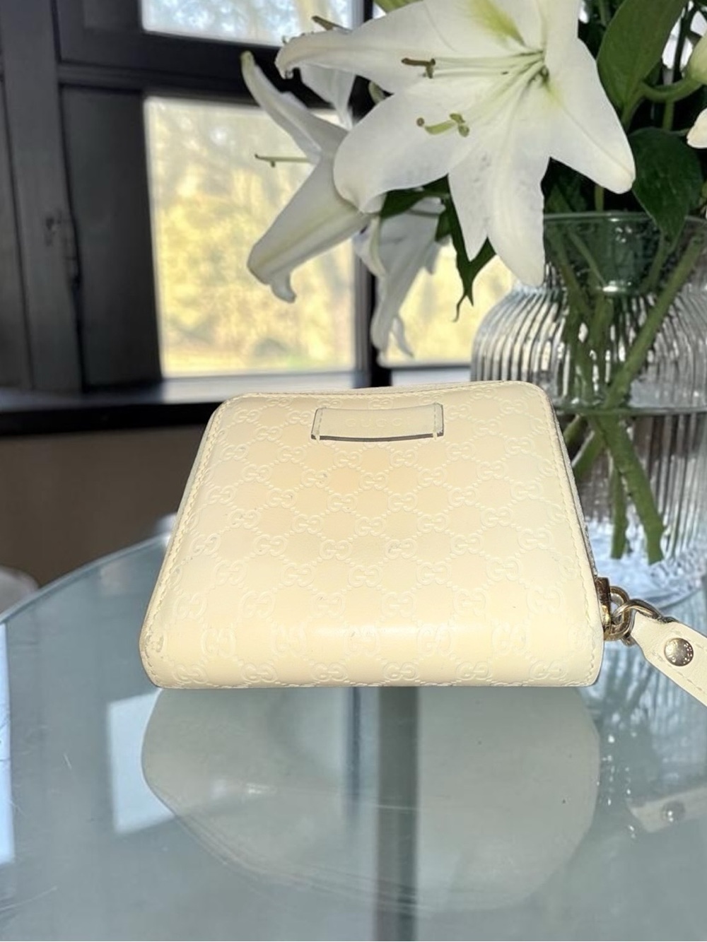 Gucci Cream Guccissima Leather GG-Embossed Wallet with Tab Closure & Care Cards - Picture 2 of 13